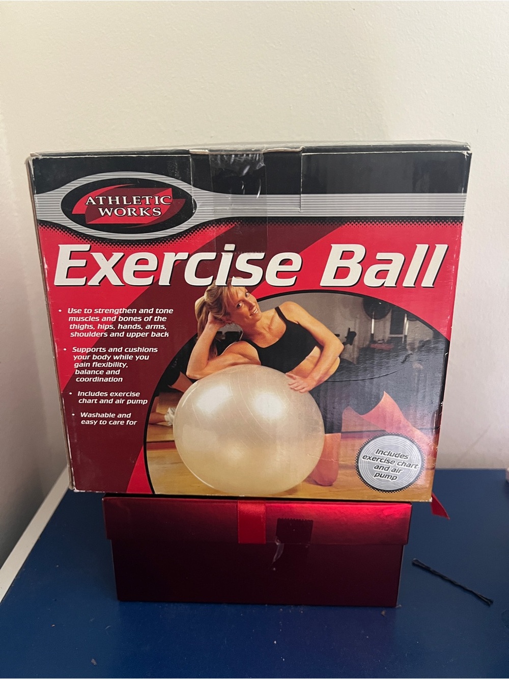 Athletic Works Red and Silver Exercise Ball Box